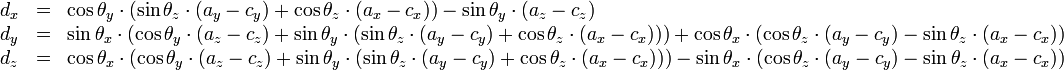 Camera transform matrix